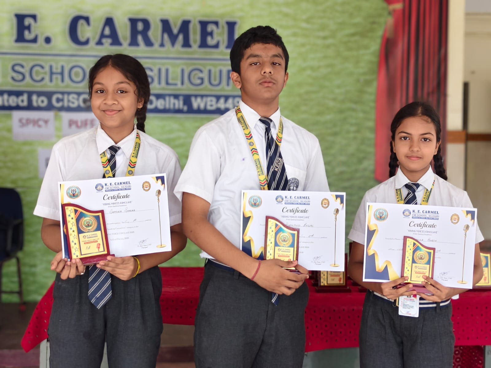 Student participating in a speech competition